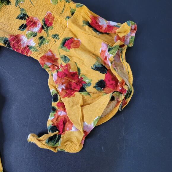 Ambiance medium yellow floral off the shoulder blouse - Picture 4 of 6